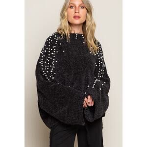 POL Oversized Pearl Embellished Sweater